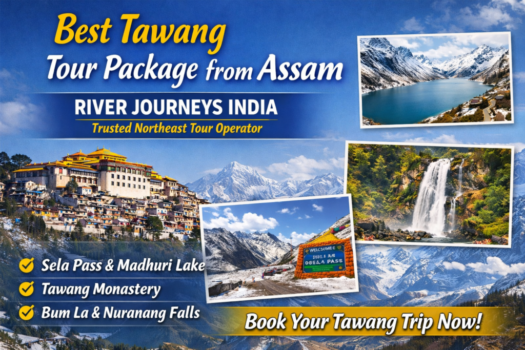 Best Tawang tour package from Assam by River Journeys India covering Tawang Monastery, Sela Pass and Madhuri Lake
